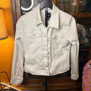 Gap Kids Girl's White Denim Jacket Cropped Front Classic Trucker Size XXL